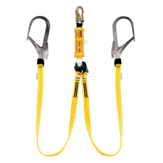 DN2GXG Línea de vida/conexión doble, con amortiguador de caída factor 1, un gancho de 3/4″ y dos ganchos de 4″