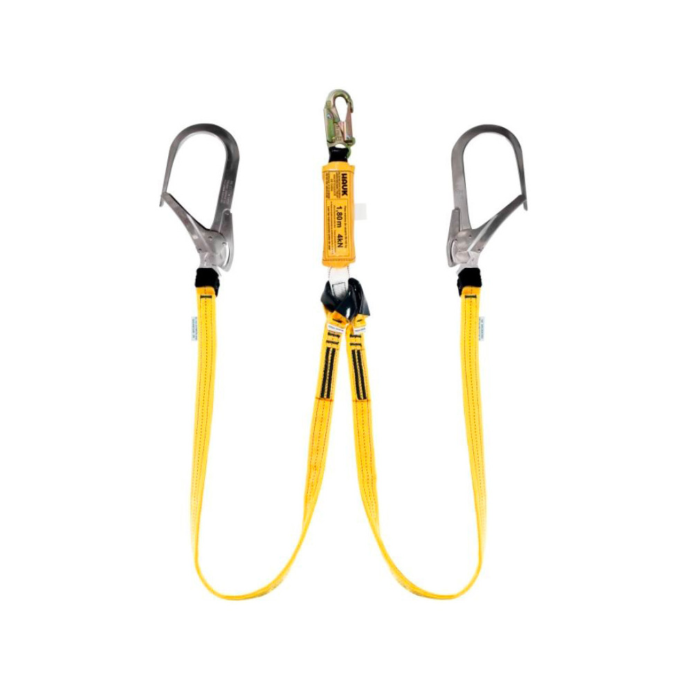 DN2GXG Línea de vida/conexión doble, con amortiguador de caída factor 1, un gancho de 3/4″ y dos ganchos de 4″