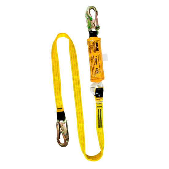 DN1P Línea de vida/conexión, con amortiguador de caída factor 1, de cinta poliéster y dos ganchos de 3/4″
