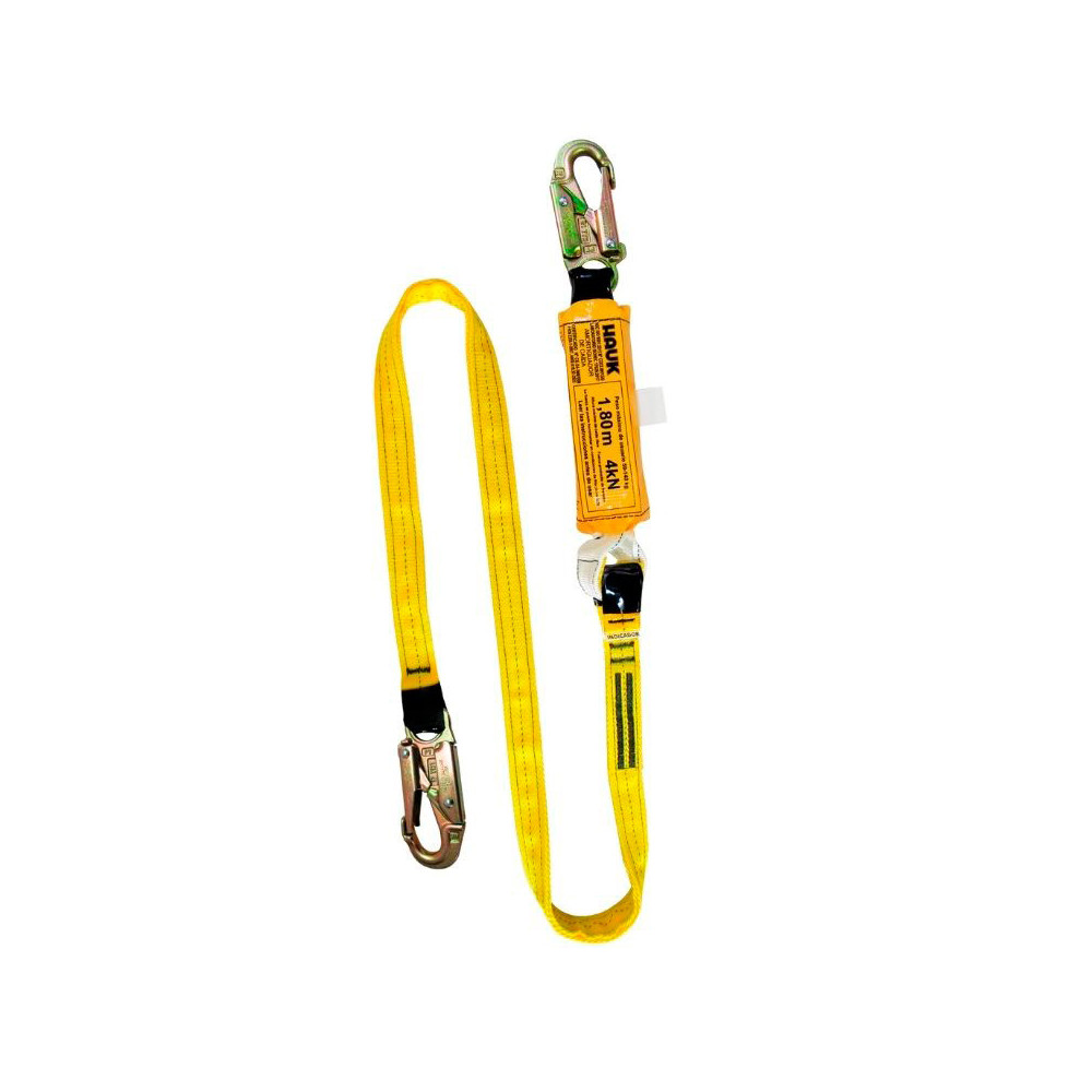 DN1P Línea de vida/conexión, con amortiguador de caída factor 1, de cinta poliéster y dos ganchos de 3/4″