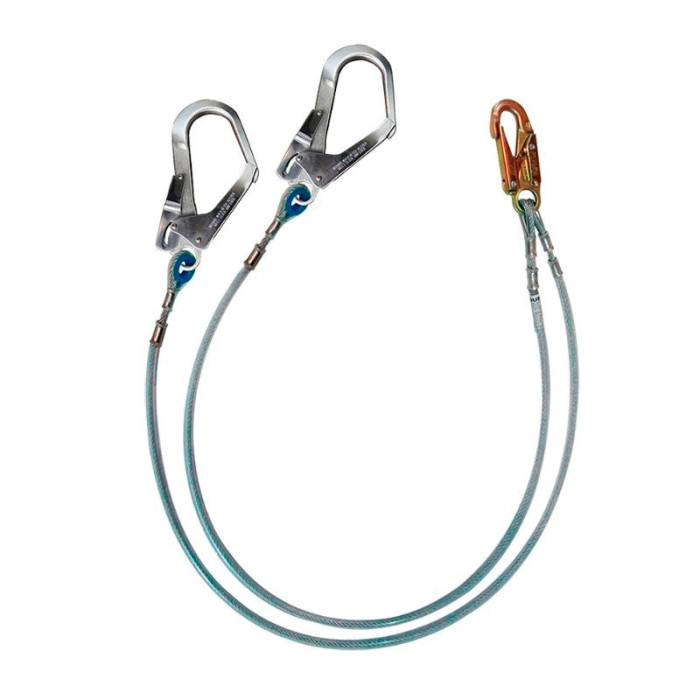 XF2G  Línea de conexión doble, de cable de acero de 1/4″, longitud 1.80 m, con 1 gancho de 3/4″ y 2 ganchos de 2 1/4″