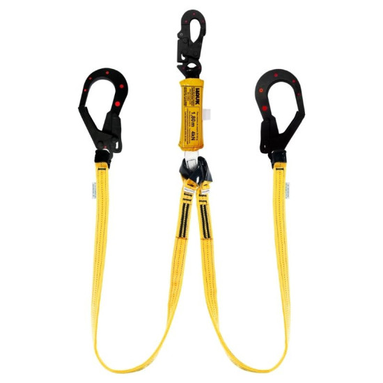 DN2GDDD Línea de vida con amortiguador de caída  un anillo de cinta poliéster y dos ganchos de 2 1/4″