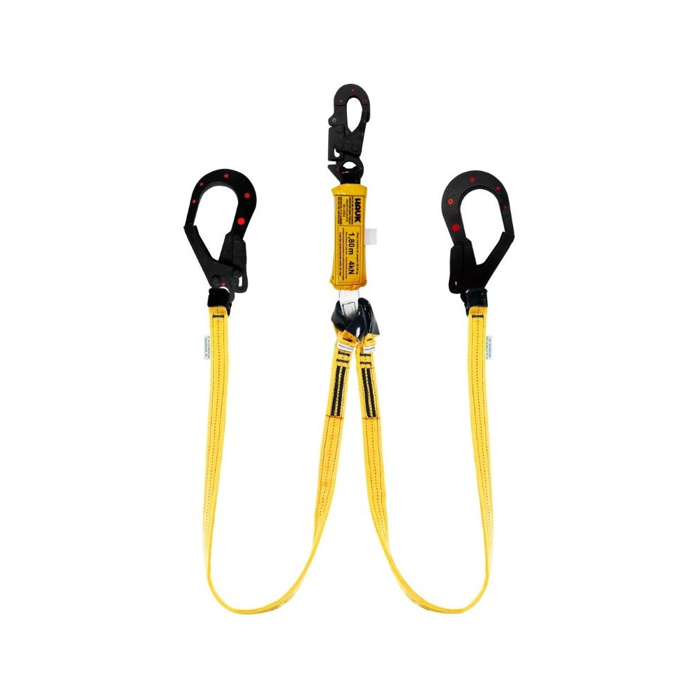 DN2GDDD Línea de vida con amortiguador de caída  un anillo de cinta poliéster y dos ganchos de 2 1/4″