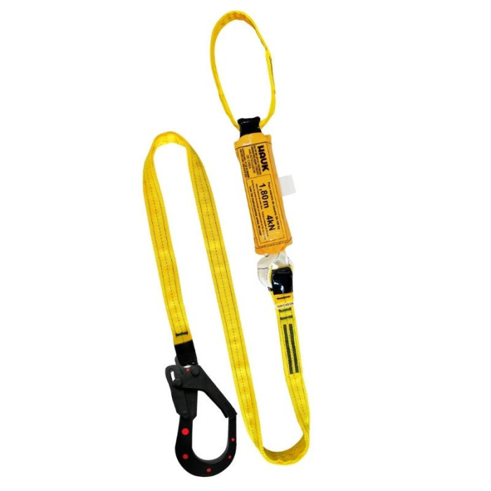 DN1GDDD Línea de vida de 1,80 m con amortiguador de caída factor 1, un anillo de cinta  y un gancho de 2 1/4″ dieléctrico