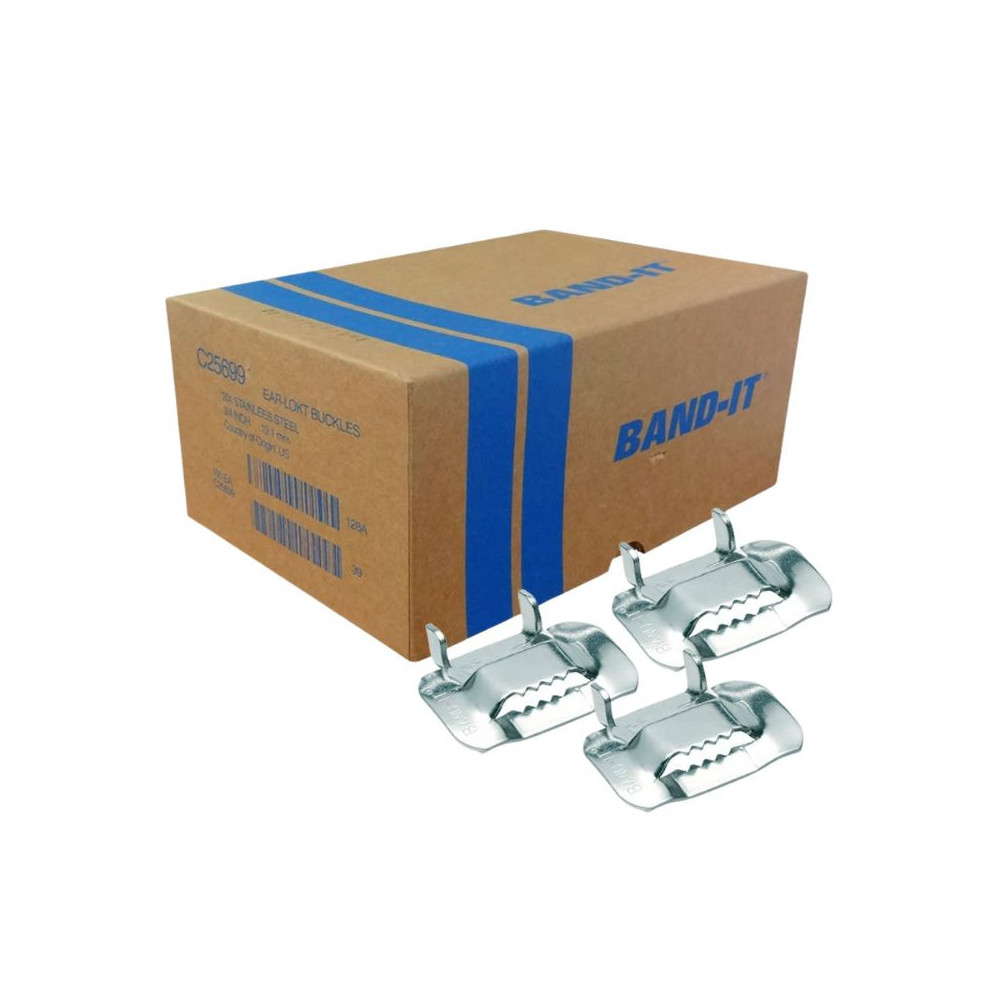 HEBILLA EAR-LOKT DE ACERO INOXIDABLE 201SS 3/4'' CAJA X 100 UND B-C256 BAND-IT
