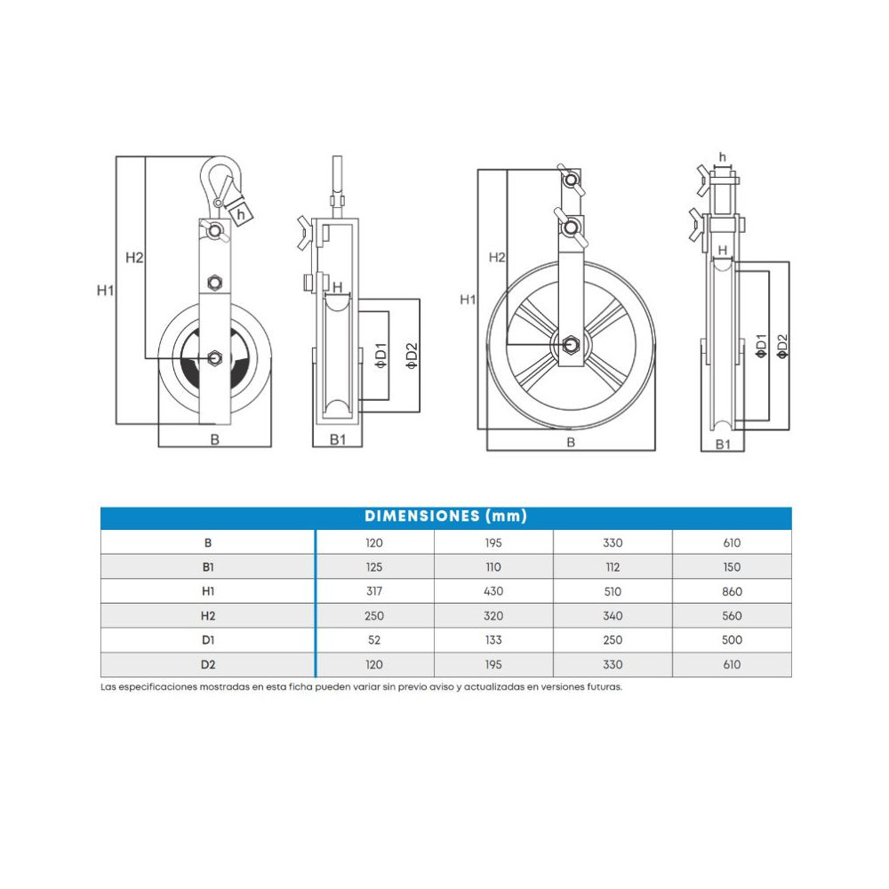 POLEA DE ALUMINIO VULCANIZADO P/TENDIDO
