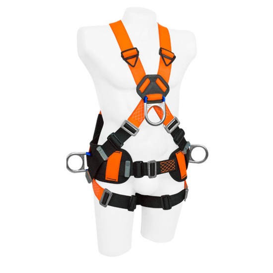 IN 8004-1 Arnés en X de liniero, 4 argollas con soporte lumbar