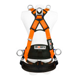 v  Arnés en X, 6 argollas para espacios confinados con soporte lumbar y asentadera